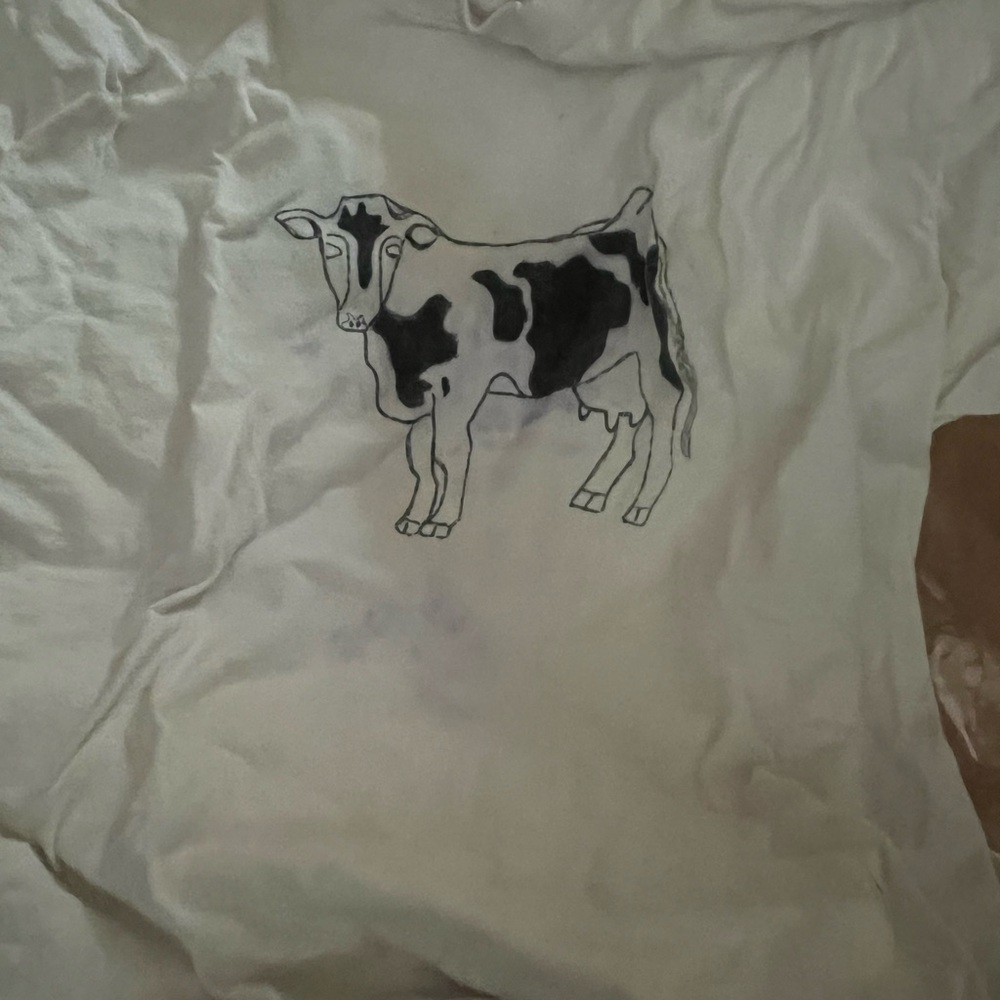 White T-Shirt with Cow Print